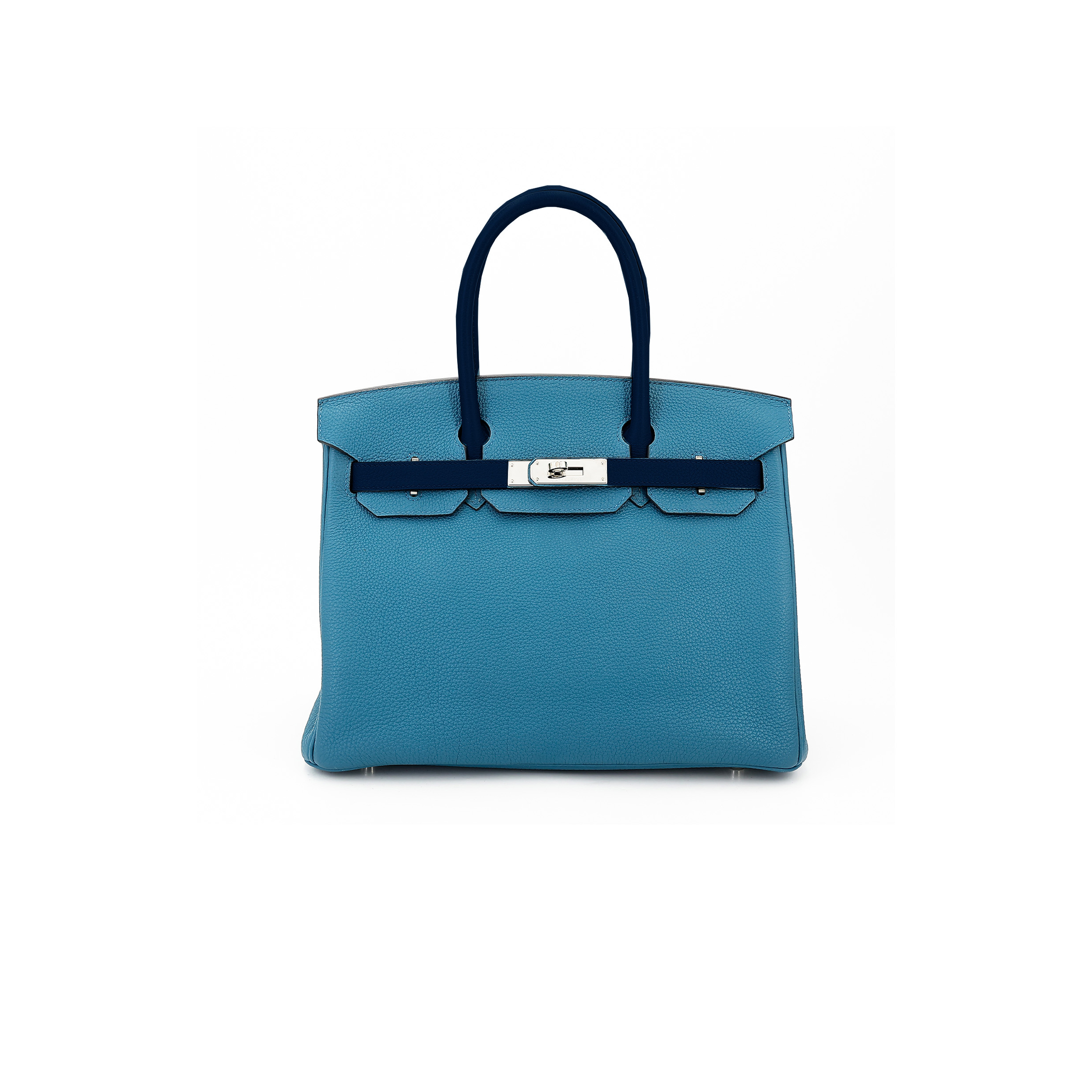 H**mes master birkin 35 togo leather n0*hern blue and midnight blue with silver buckle 9813026098 (35*28*18cm)